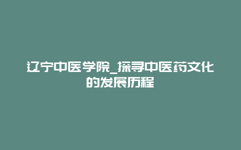 辽宁中医学院_探寻中医药文化的发展历程