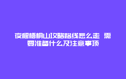 夜爬梧桐山攻略路线怎么走 需要准备什么及注意事项