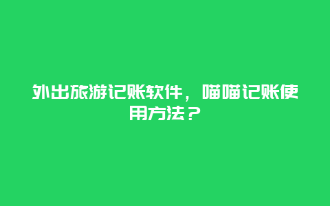外出旅游记账软件，喵喵记账使用方法？