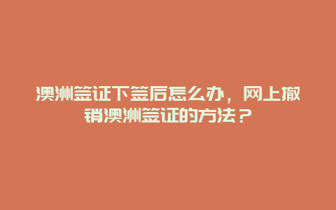 澳洲签证下签后怎么办，网上撤销澳洲签证的方法？