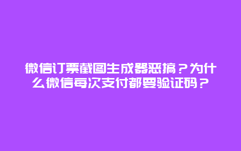 微信订票截图生成器恶搞？为什么微信每次支付都要验证码？