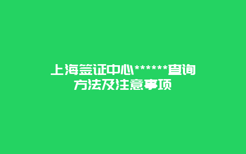 上海签证中心******查询方法及注意事项