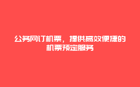 公务网订机票，提供高效便捷的机票预定服务