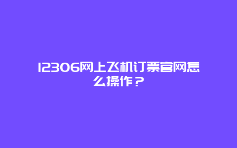 12306网上飞机订票官网怎么操作？
