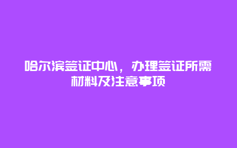 哈尔滨签证中心，办理签证所需材料及注意事项