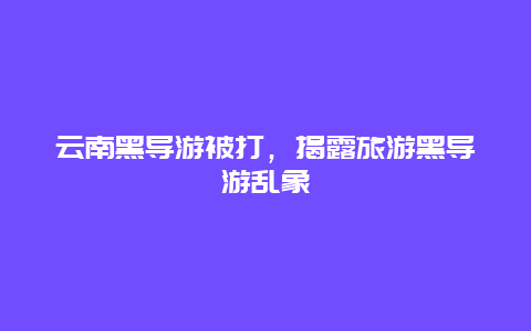 云南黑导游被打，揭露旅游黑导游乱象
