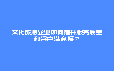 文化旅游企业如何提升服务质量和客户满意度？