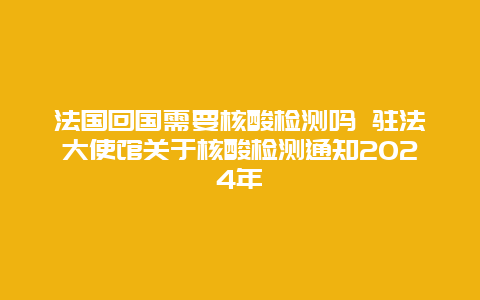 法国回国需要核酸检测吗 驻法大使馆关于核酸检测通知2024年