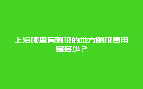 上海哪里有蹦极的地方蹦极费用是多少？