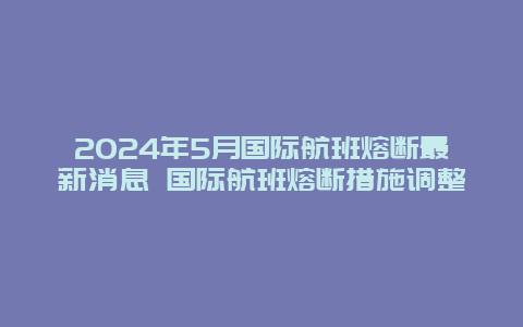 2024年5月国际航班熔断最新消息 国际航班熔断措施调整