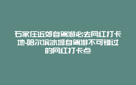 石家庄近郊自驾游必去网红打卡地-哈尔滨冰城自驾游不可错过的网红打卡点