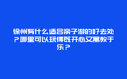 徐州有什么适合亲子游的好去处？哪里可以玩得既开心又寓教于乐？