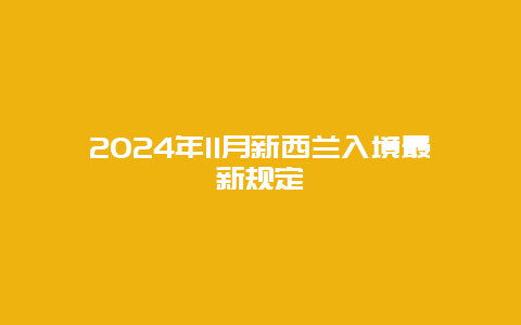 2024年11月新西兰入境最新规定