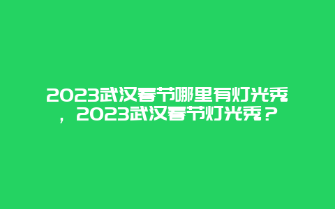 2024年武汉春节哪里有灯光秀，2024年武汉春节灯光秀？