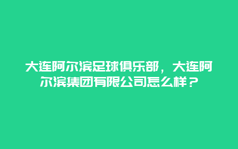 大连阿尔滨足球俱乐部，大连阿尔滨集团有限公司怎么样？
