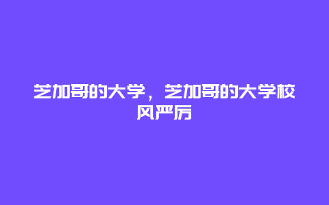 芝加哥的大学，芝加哥的大学校风严厉