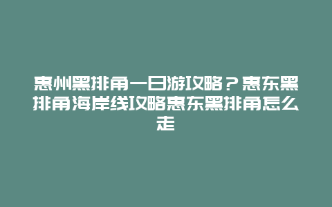 惠州黑排角一日游攻略？惠东黑排角海岸线攻略惠东黑排角怎么走