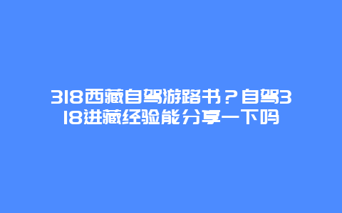 318西藏自驾游路书？自驾318进藏经验能分享一下吗