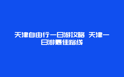 天津自由行一日游攻略 天津一日游最佳路线