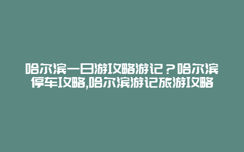 哈尔滨一日游攻略游记？哈尔滨停车攻略,哈尔滨游记旅游攻略