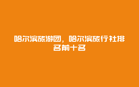哈尔滨旅游团，哈尔滨旅行社排名前十名