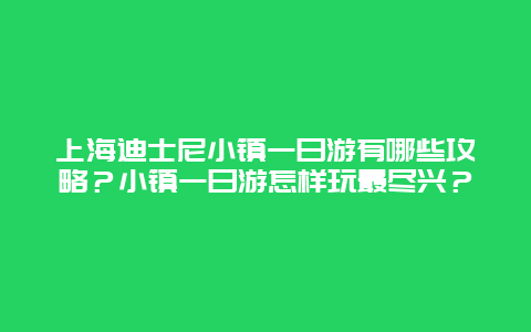 上海迪士尼小镇一日游有哪些攻略？小镇一日游怎样玩最尽兴？
