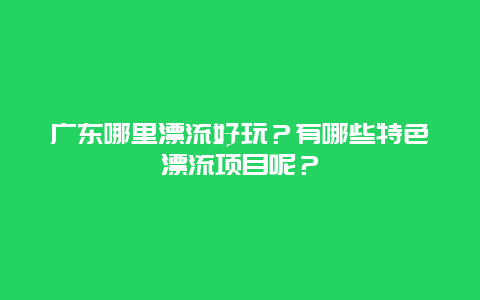 广东哪里漂流好玩？有哪些特色漂流项目呢？