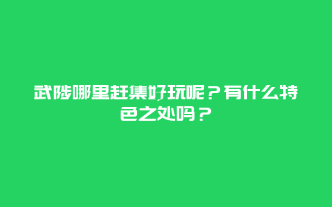 武陟哪里赶集好玩呢？有什么特色之处吗？