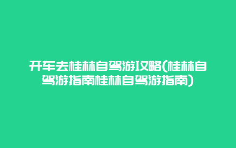 开车去桂林自驾游攻略(桂林自驾游指南桂林自驾游指南)