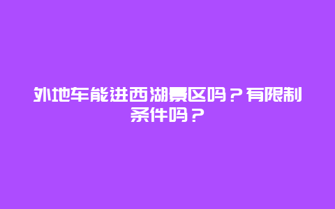 外地车能进西湖景区吗？有限制条件吗？