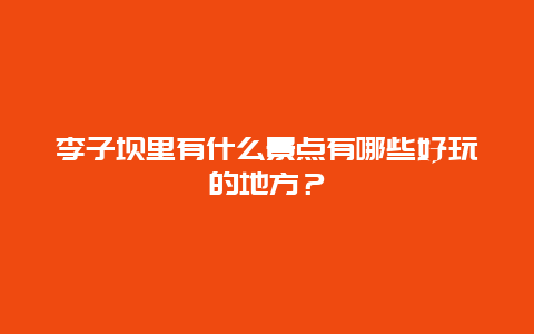 李子坝里有什么景点有哪些好玩的地方？
