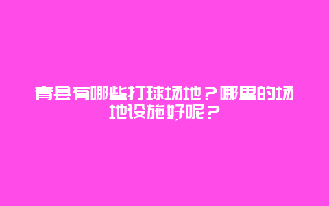青县有哪些打球场地？哪里的场地设施好呢？