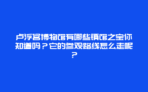 卢浮宫博物馆有哪些镇馆之宝你知道吗？它的参观路线怎么走呢？
