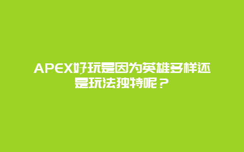 APEX好玩是因为英雄多样还是玩法独特呢？