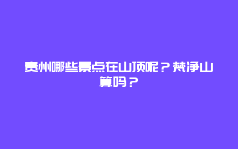 贵州哪些景点在山顶呢？梵净山算吗？