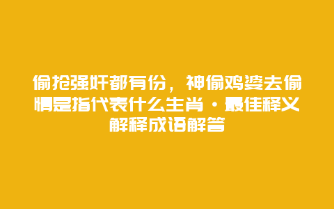 偷抢强奸都有份，神偷鸡婆去偷情是指代表什么生肖·最佳释义解释成语解答