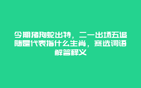 今期猪狗蛇出特，二一出场五追随是代表指什么生肖，赛选词语解答释义