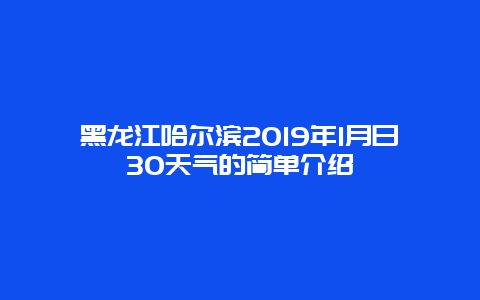 黑龙江哈尔滨2019年1月日30天气的简单介绍