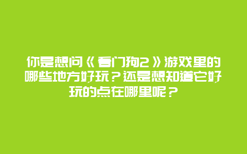 你是想问《看门狗2》游戏里的哪些地方好玩？还是想知道它好玩的点在哪里呢？