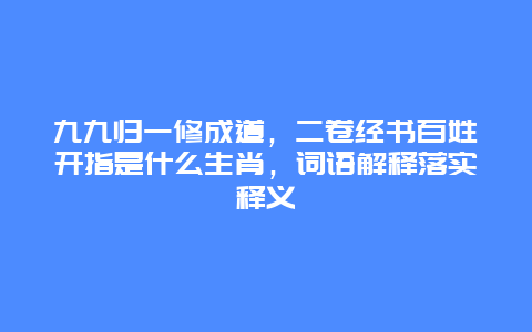 九九归一修成道，二卷经书百姓开指是什么生肖，词语解释落实释义