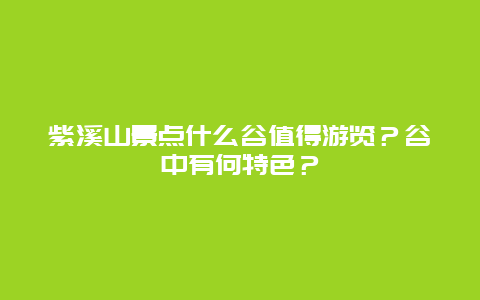 紫溪山景点什么谷值得游览？谷中有何特色？