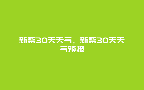 新蔡30天天气，新蔡30天天气预报