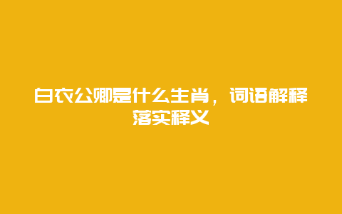 白衣公卿是什么生肖，词语解释落实释义