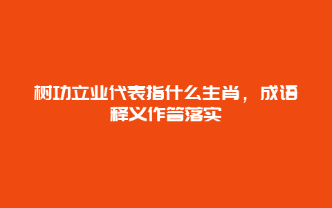 树功立业代表指什么生肖，成语释义作答落实