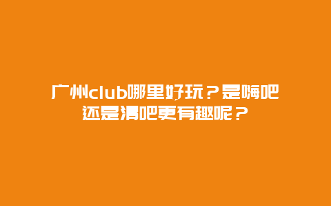 广州club哪里好玩？是嗨吧还是清吧更有趣呢？