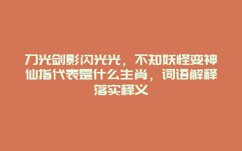 刀光剑影闪光光，不知妖怪变神仙指代表是什么生肖，词语解释落实释义