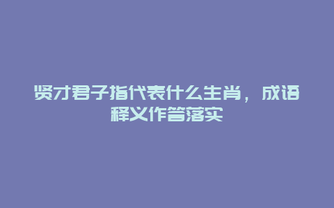 贤才君子指代表什么生肖，成语释义作答落实