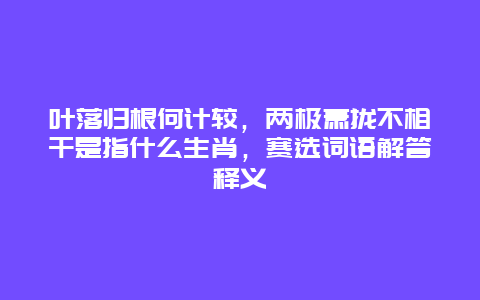 叶落归根何计较，两极萧拢不相干是指什么生肖，赛选词语解答释义