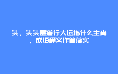 头，头头是道行大运指什么生肖，成语释义作答落实