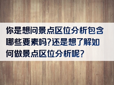 你是想问景点区位分析包含哪些要素吗？还是想了解如何做景点区位分析呢？